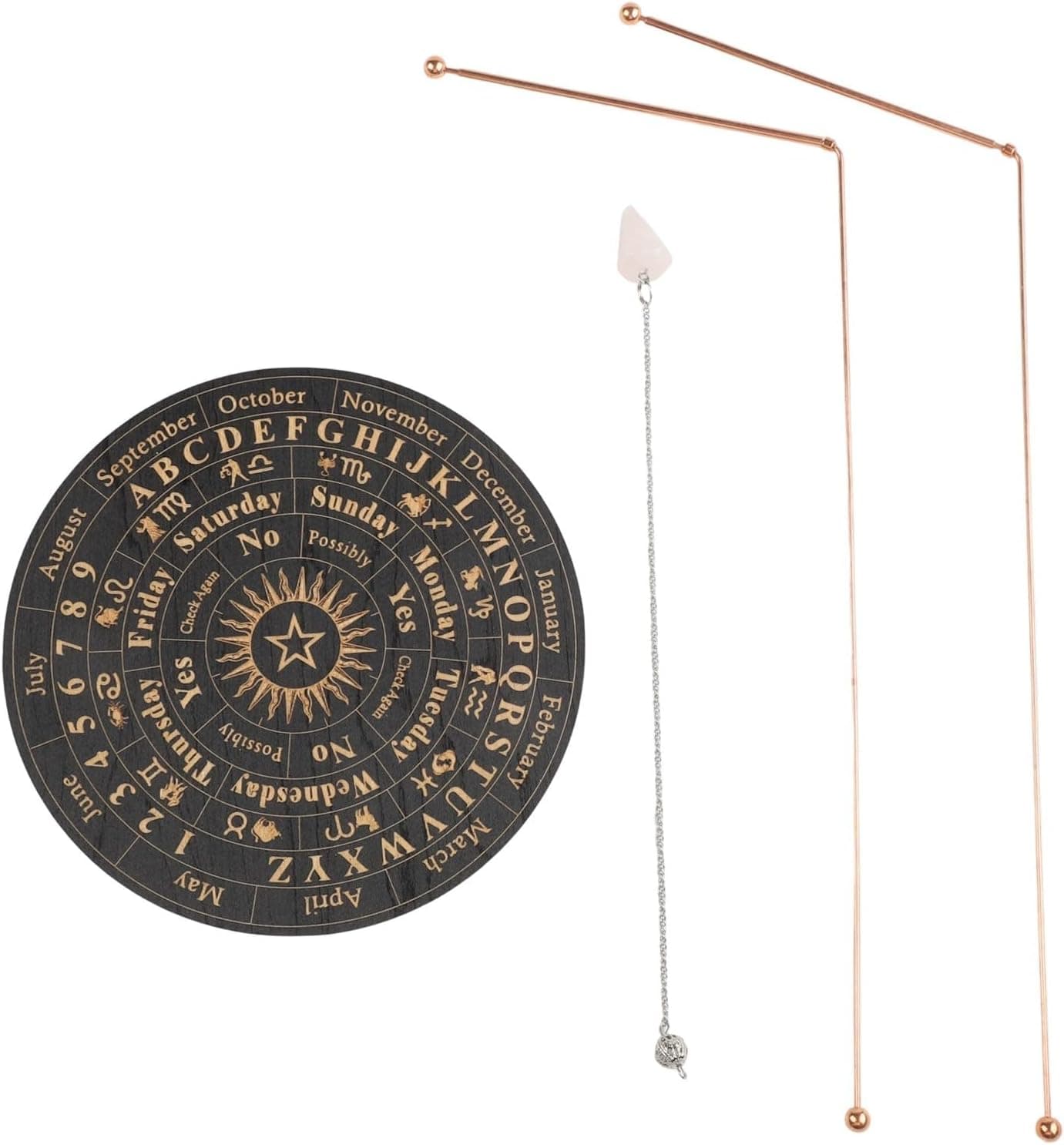 Complete Dowsing Set β 99.9% Copper Rods, Pendulum & Mat