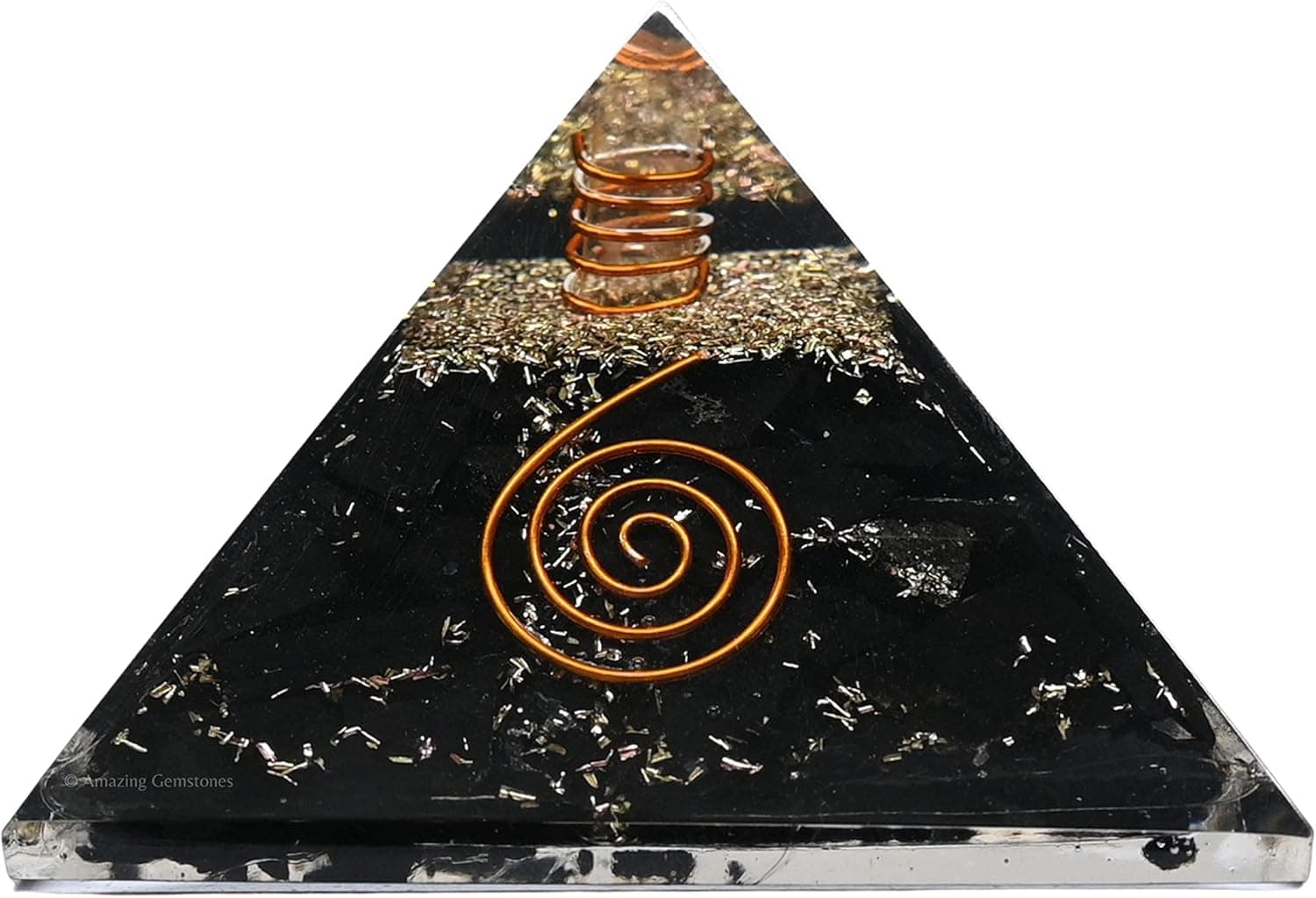 Orgonite Pyramid β EMF Protection with Natural Crystal & Copper Coil